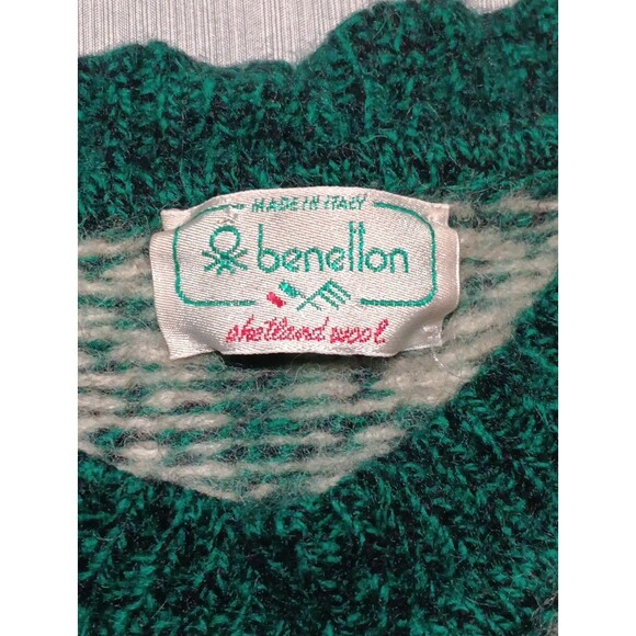 Vntg United Colors of Benetton Shetland Wool Sweater Women's Size Small Italy - Picture 2 of 6